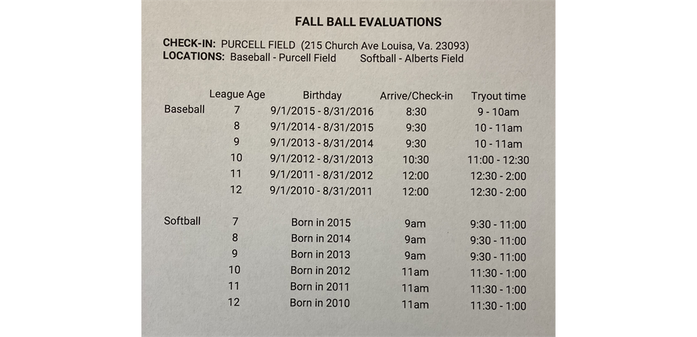 FALL EVALUATIONS 8/13/22
